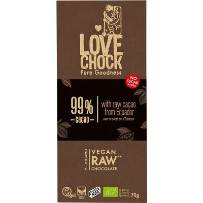 Lovechock tablette de chocolat bio cru 99% cacao