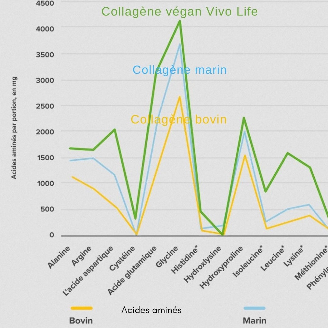 Comparaison entre le collagene vegetal Vivo life et le collagene marin et bovin