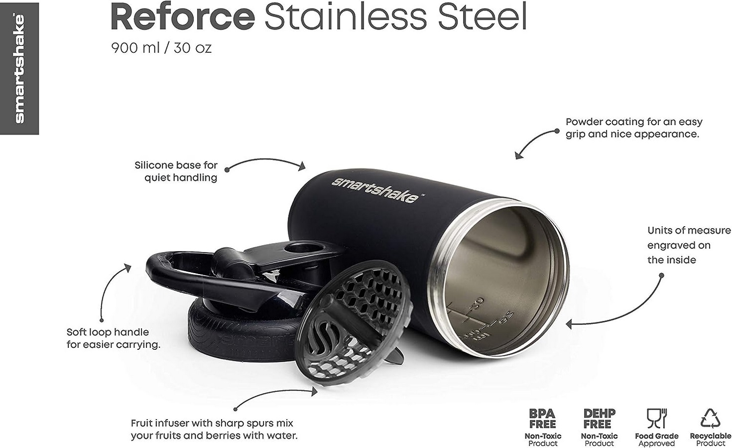Shaker Smartshake Reforce Stainless Steel 