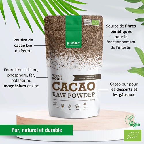 cacao poudre cru bio purasana