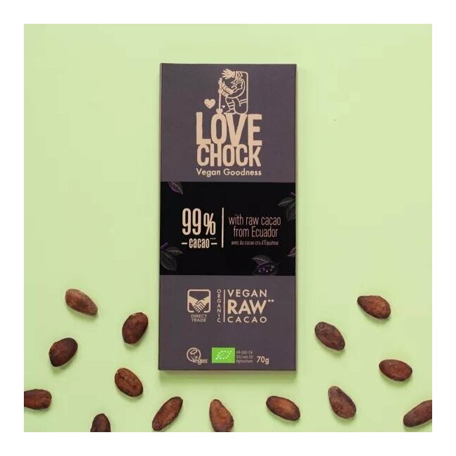 Tablette de Chocolat Noir Cru - Extra Dark - 99% Cacao 