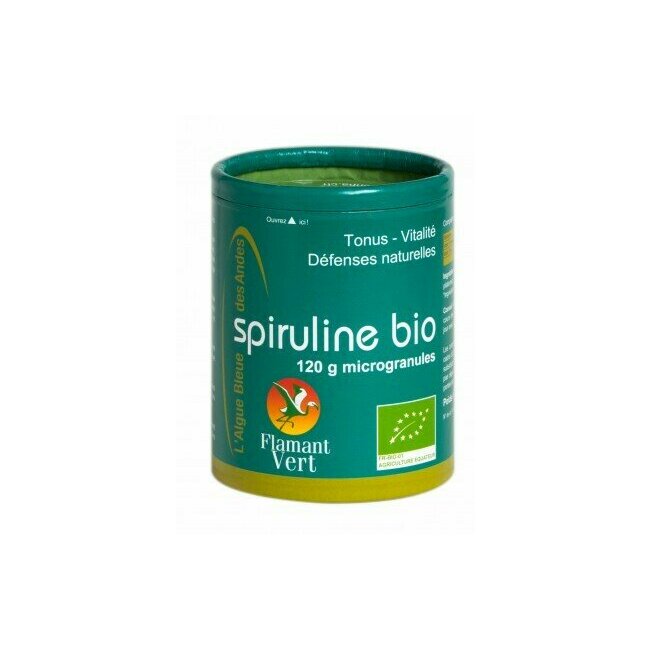 Spiruline Ecocert en microgranules 120g Flamant Vert Spiruline Ecocert en microgranules 120g Flamant Vert