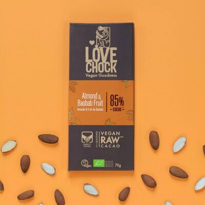 Lovechock tablette chocolat bio cru amandes et babobab