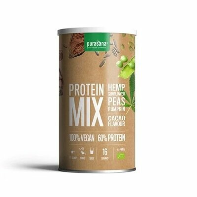 Protéines de Pois/Tournesol/Chanvre/Potiron/Cacao Bio 