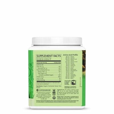 ingrdients de la proteine de riz bio nature sunwarrior