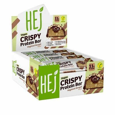 12 Barres Protéinées 24% Crunchy à la Noisette & Nougat, nappées de Chocolat