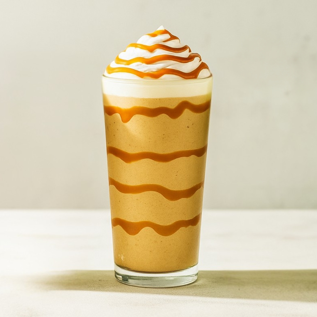 Cafe frappe au caramel sans sucre sans lactose riche en proteines vegetales bio sunwarrior vivo life chantilly vegetale