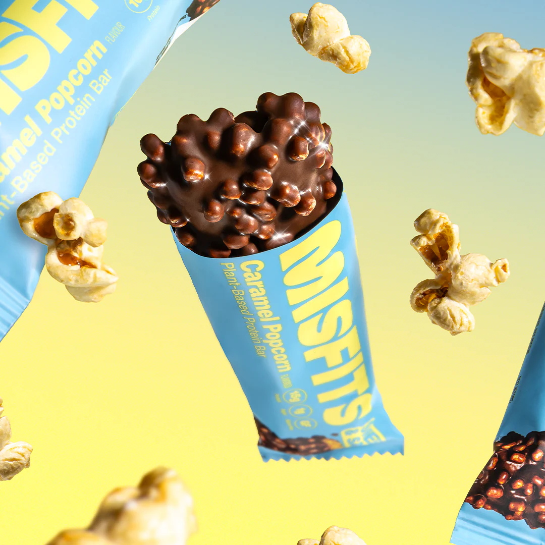 Misfits 15 barres protéine vegan caramel salé popcorn