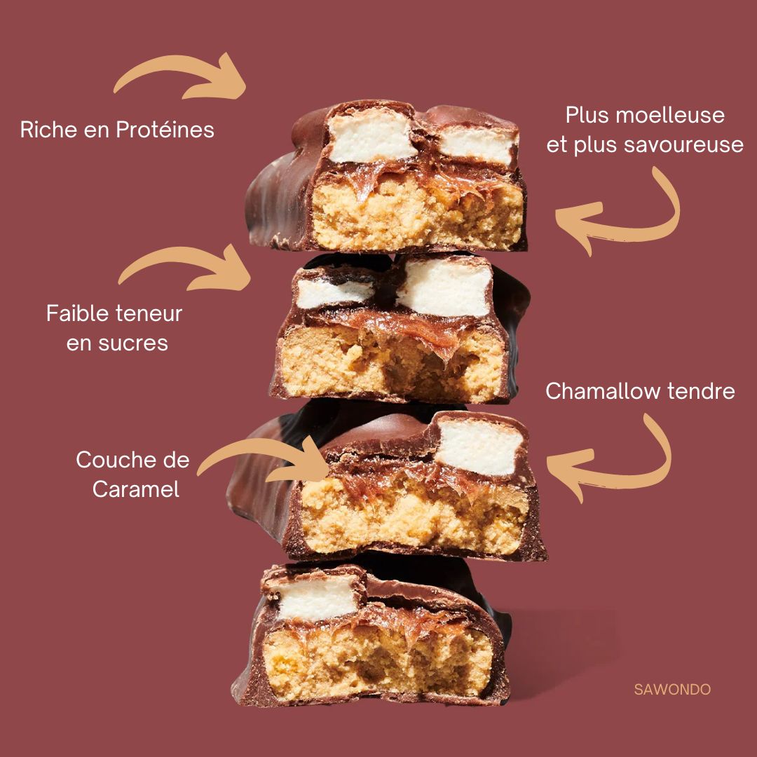 Misfits barre proteine vegan Choc S'mores chocolat caramel chamallow snack healthy low carb pauvre en sucre