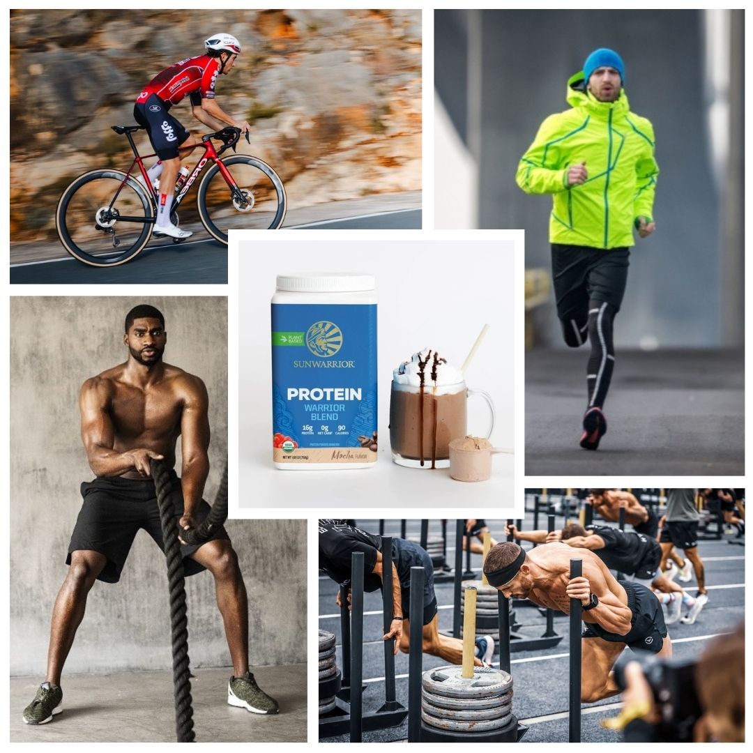 Pour qui est faite la Prot&eacute;ine vegetale Warrior Blend mocha de Sunwarrior musculation hyrox cyclisme velo running course a pied 