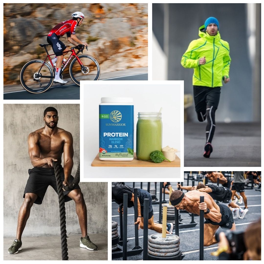 Pour qui est faite la Prot&eacute;ine vegetale Warrior Blend nature Sunwarrior musculation hyrox cyclisme velo running course a pied