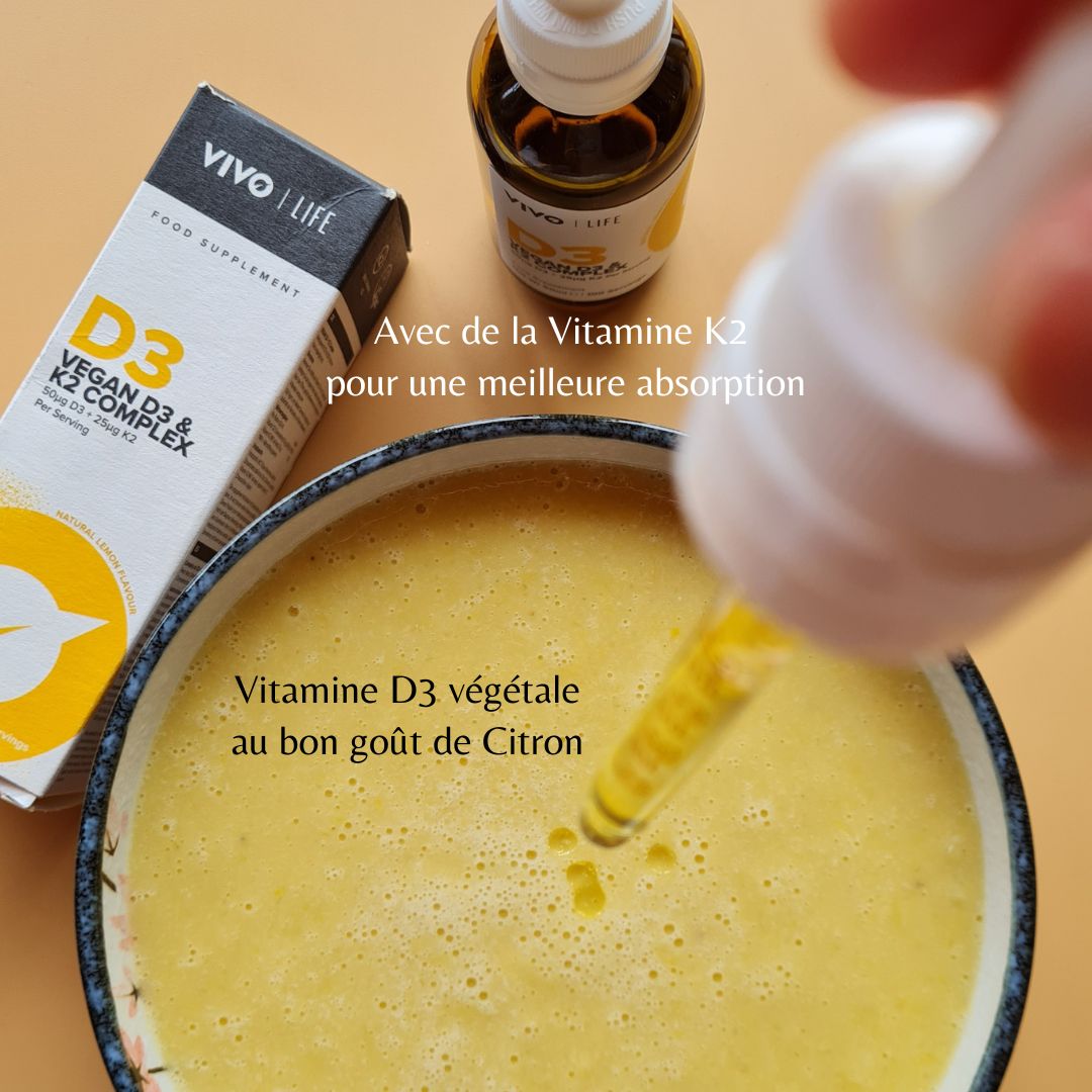 Smoothie bowl immunité vitamine D3 vegetale vivo life barre avoine citron lifebar