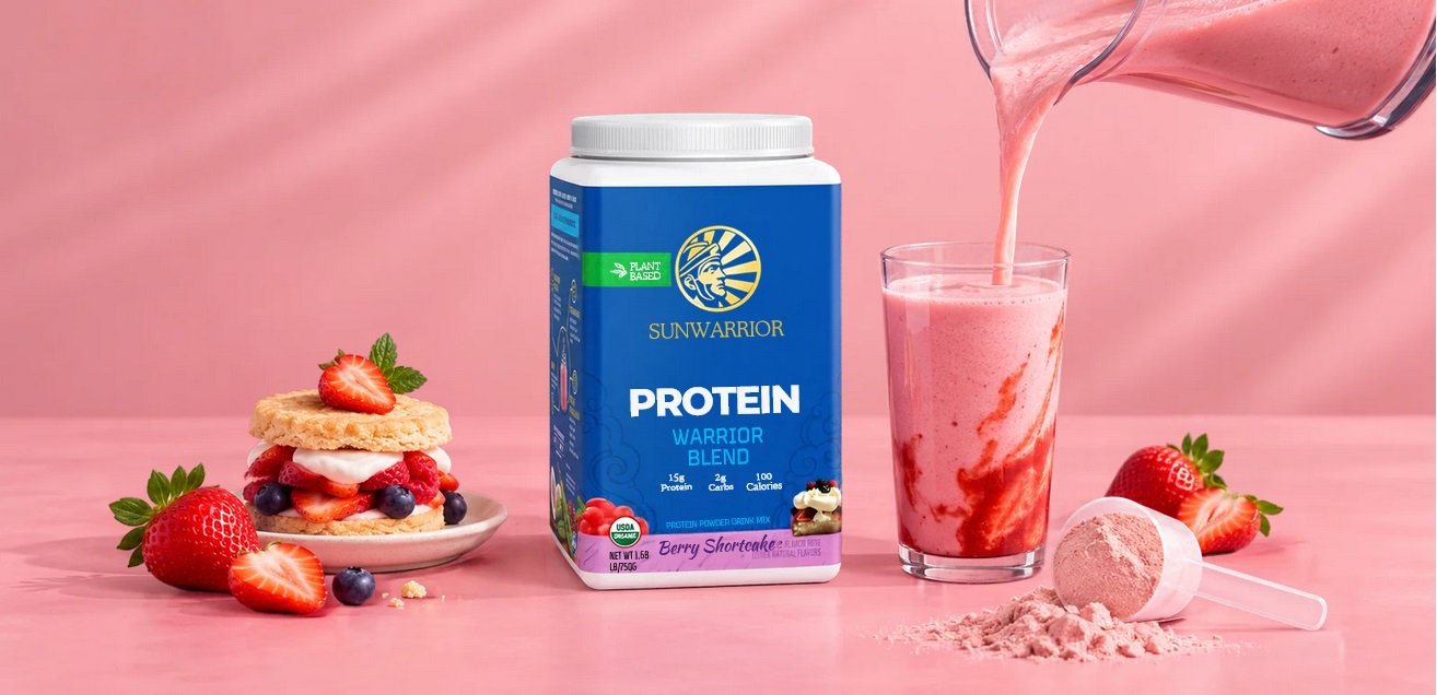 Sunwarrior proteine warrior blend berry shortcake biscuit sable aux fraises