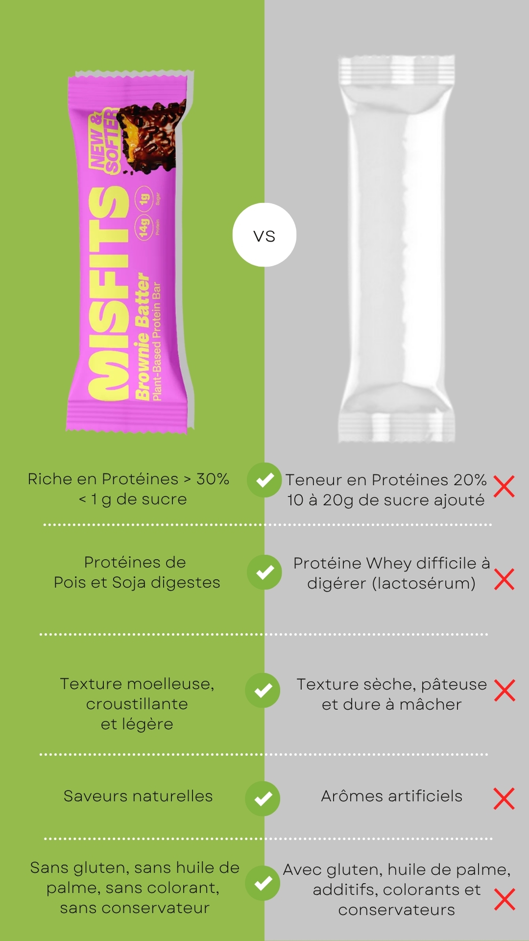 barre proteinee vegan misfits brownie au chocolat intense