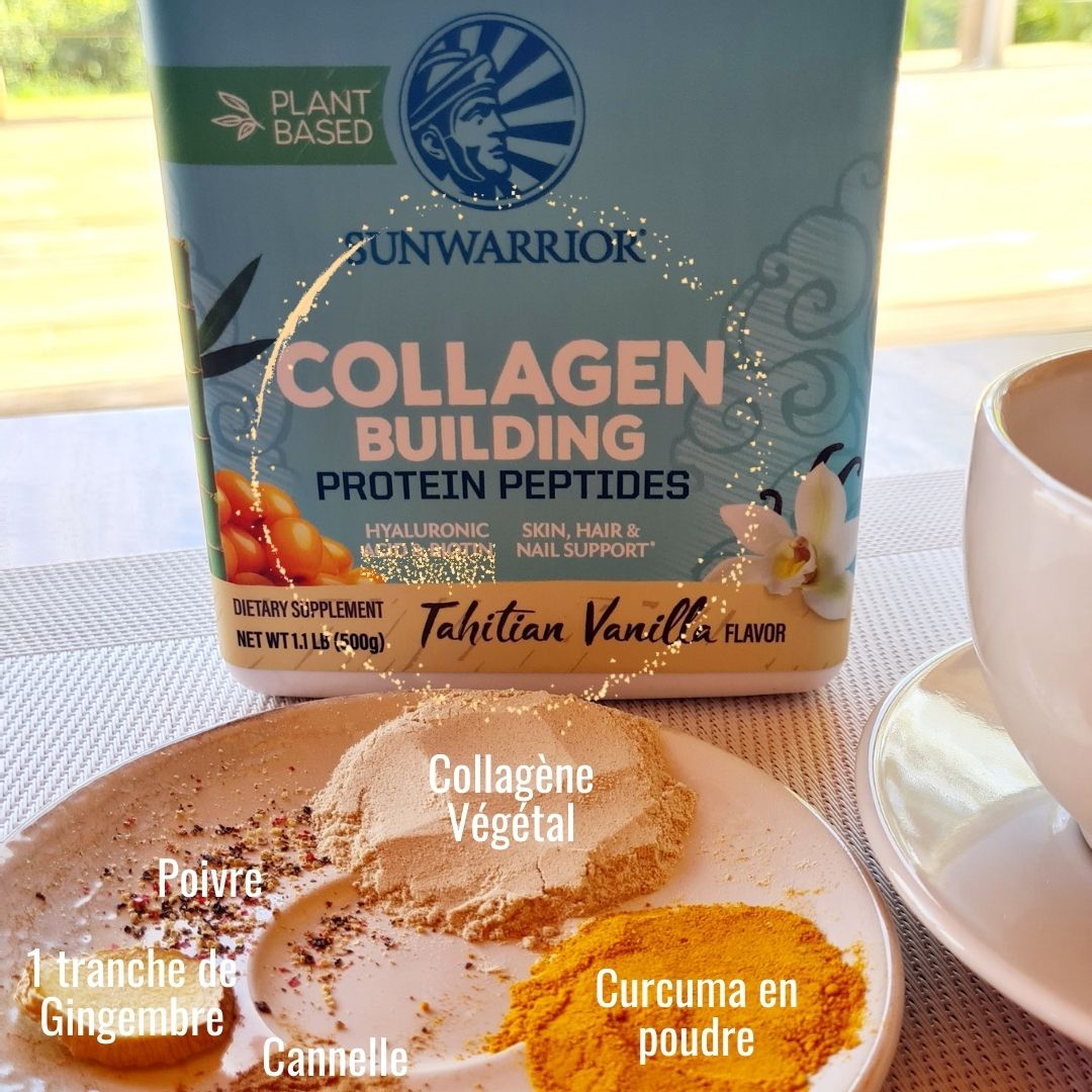 golden latte lait d or au curcuma et collagene peptides vegetal Sunwarrior