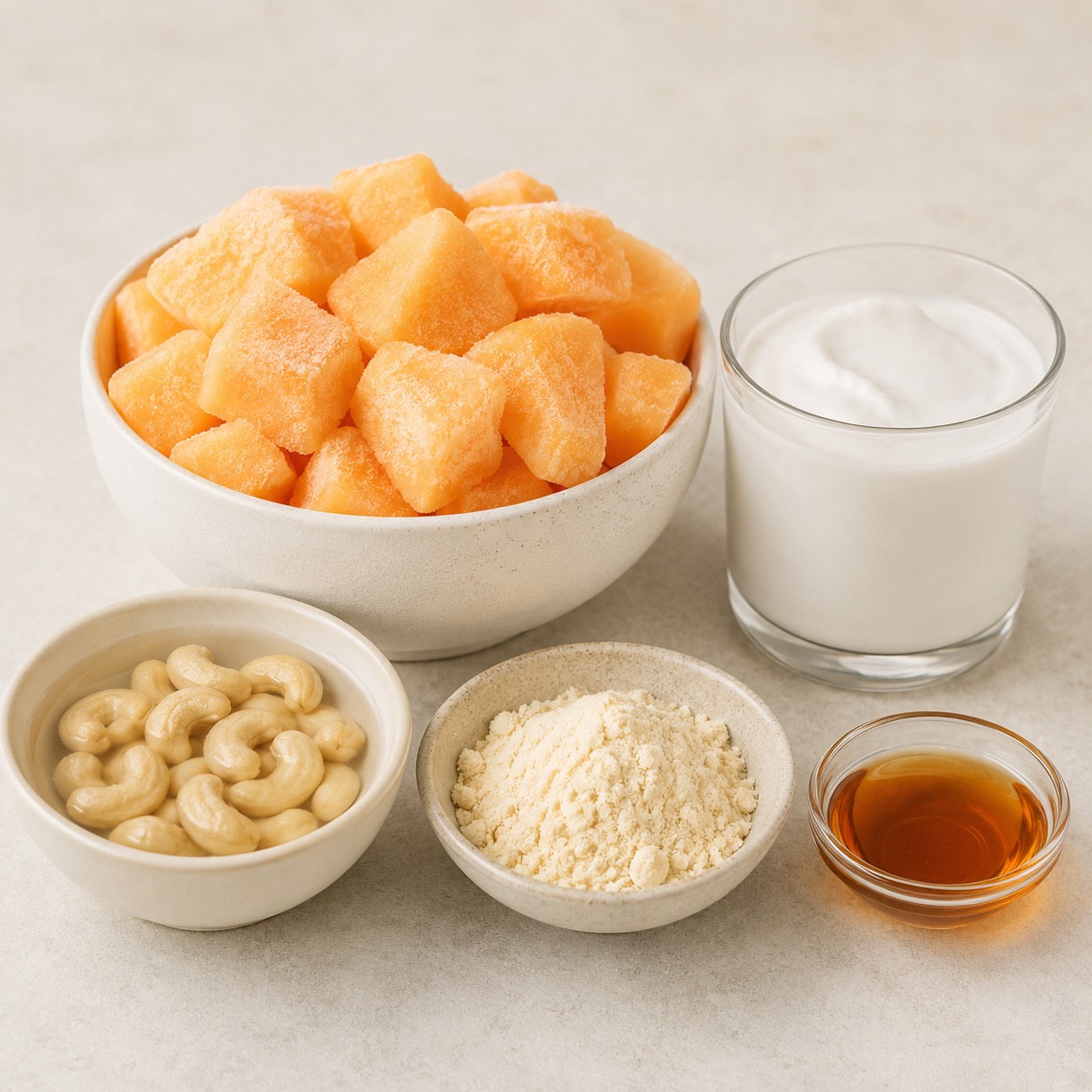ingredients de la nice cream proteine au melon