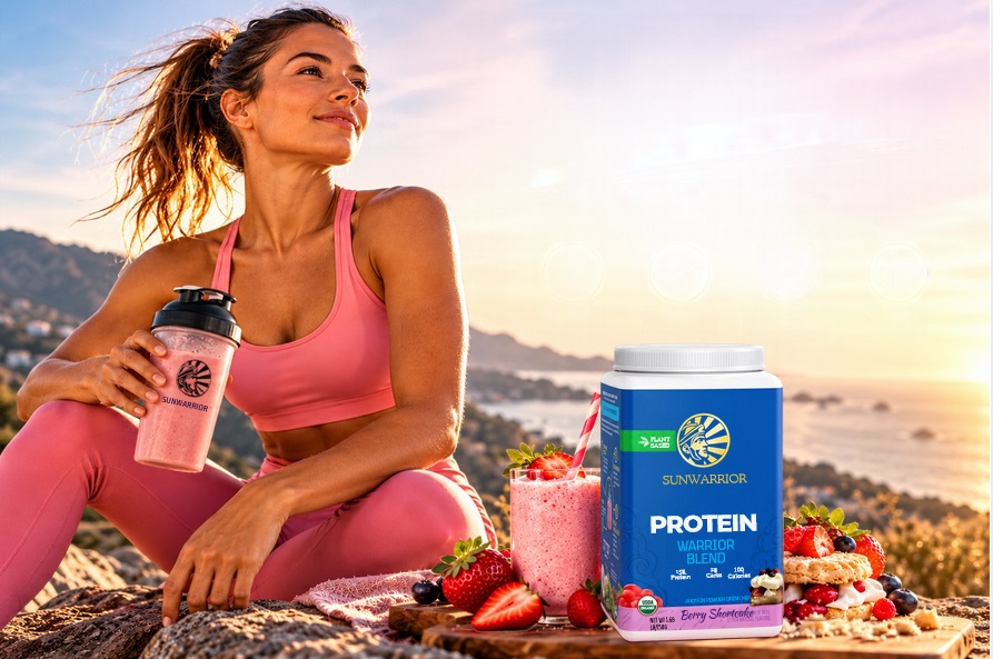 sunwarrior warrior blend berry shortcake biscuit sablé fraise